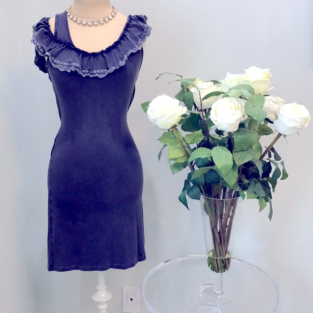 💯✅ AUTHENTIC FREE PEOPLE RUFFLE TRIM NECK DRESS - Picture 3 of 6
